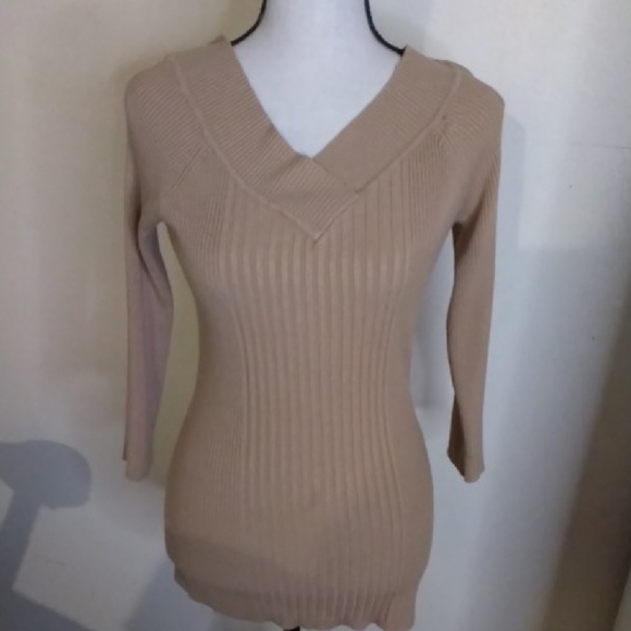 It's Our Time Sweaters - Women's Tan V-Neck Sweater